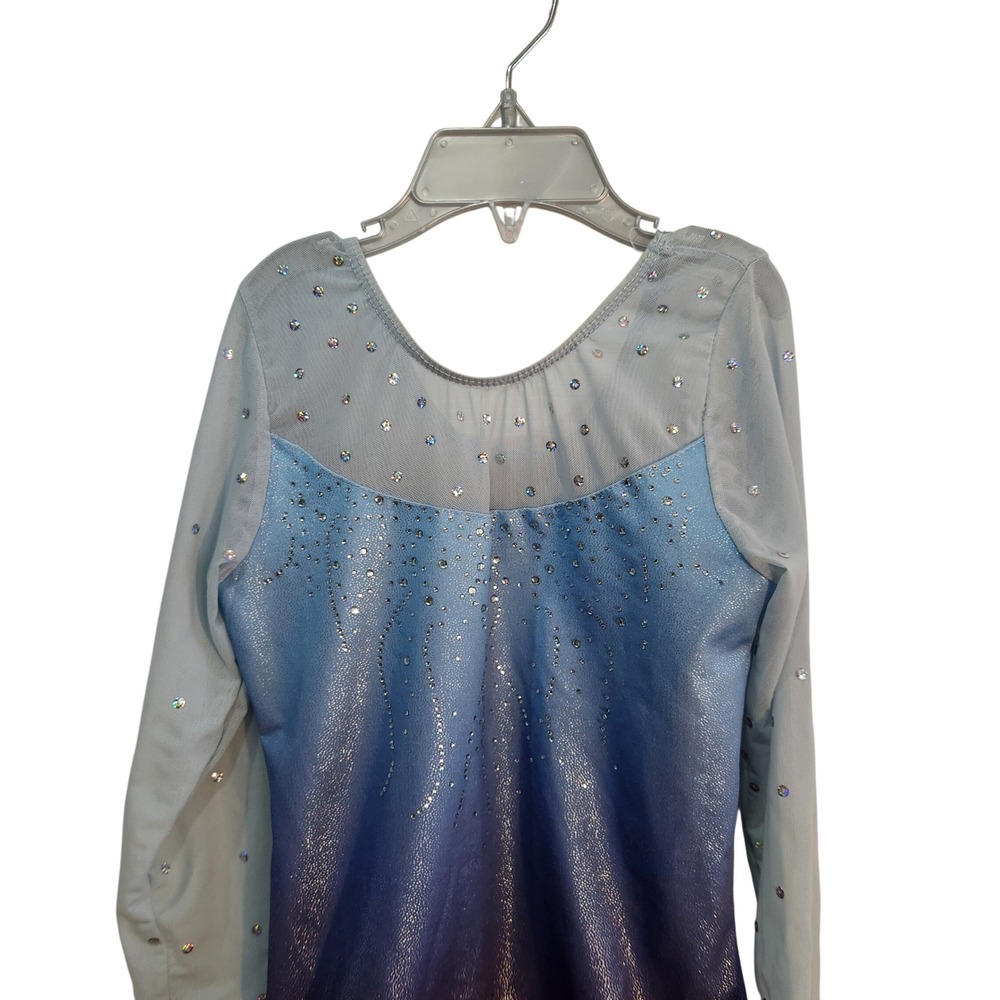 Frozen Elsa Gymnastics Leotard‎ Long Sleeve Blue Purple Sparkle Size CS 7